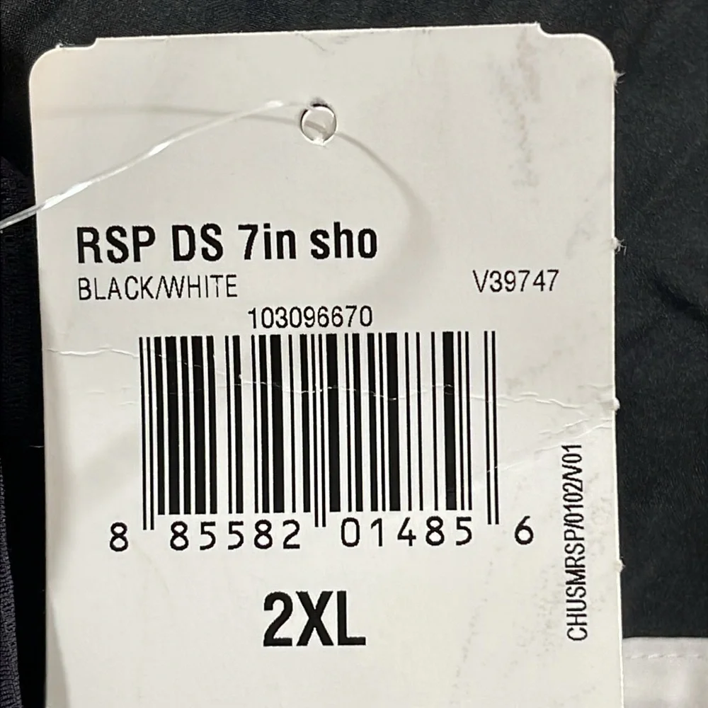 ADIDAS Run Shorts 7” Athletic Black & White Back Zip Pocket Size 2XL NEW